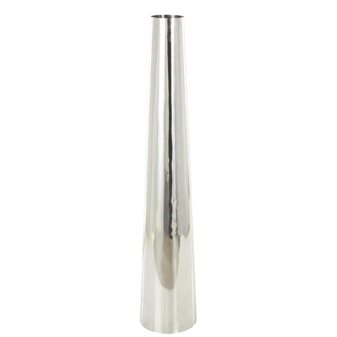 Silver Stainless Steel Metal Minimalistic Tall Floor Cone Vase